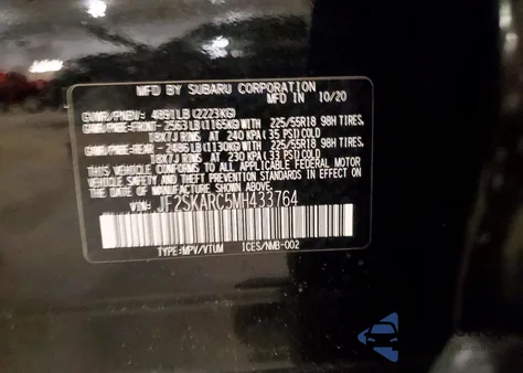 2021 Subaru Forester Sport из США, поврежденный, VIN JF2SKARC5MH433764